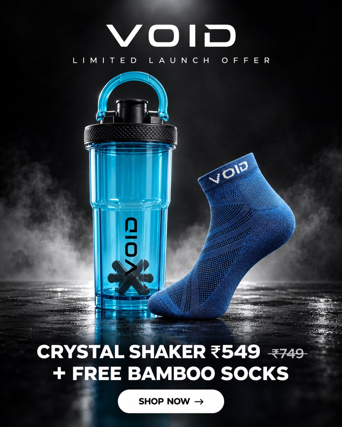 VOID Crystal Shaker ₹549 with FREE Bamboo Socks - limited launch offer